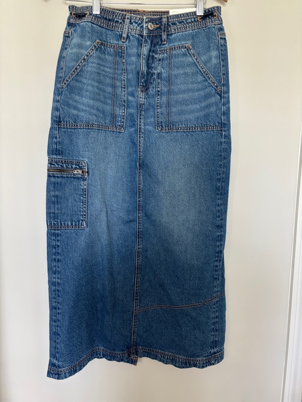 American Eagle Low Rise Denim Maxi Skirt Sz 2 NWT